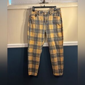 Indigo Rein Tan and Charcoal Plaid Pants, Size 15